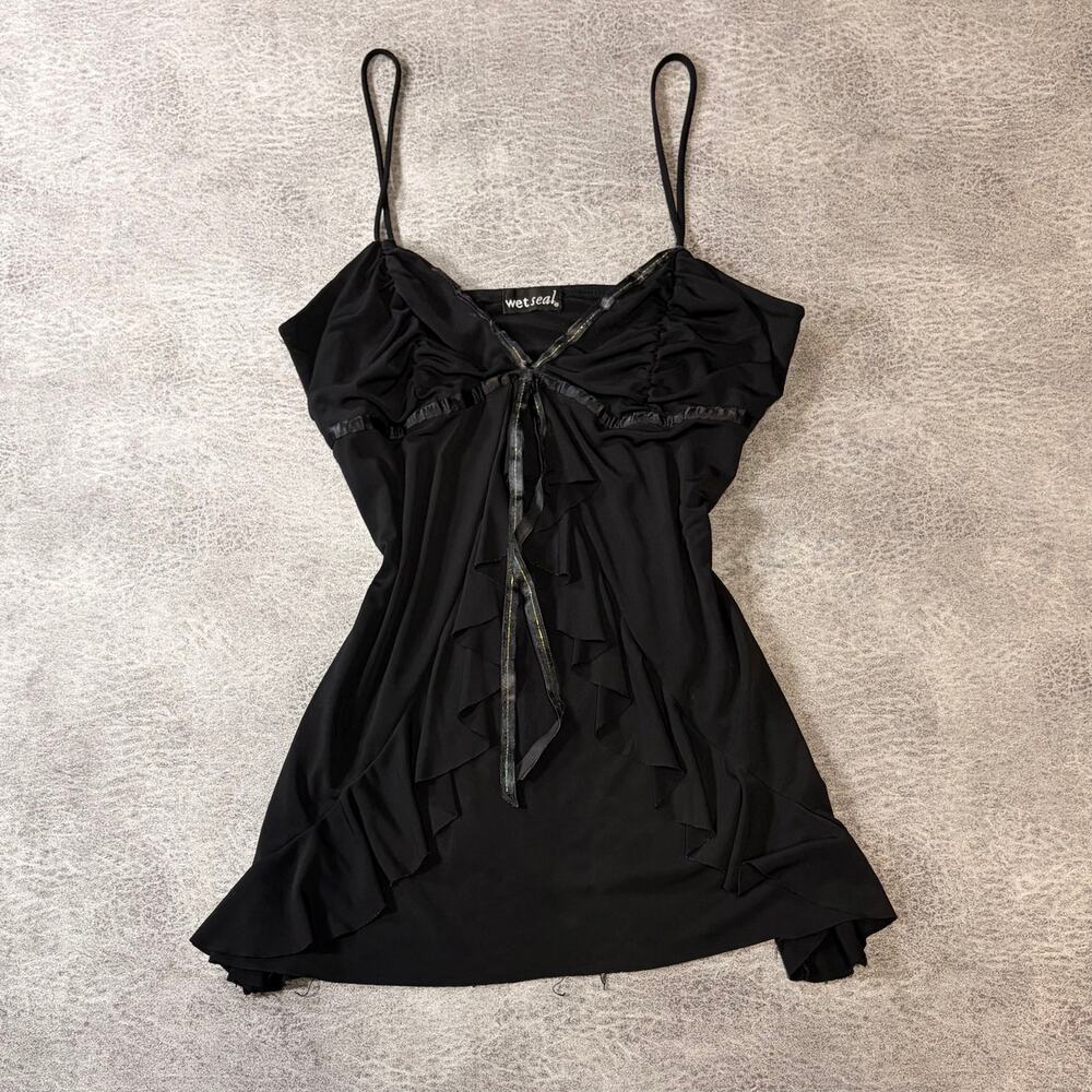 Black Wet Seal Ruched Y2k Cami